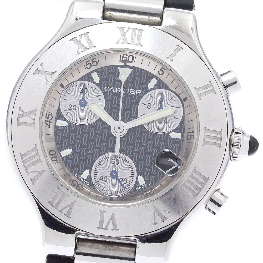 CARTIER CHRONOSCAPH W10125U2 Date black Dial Quartz Men's Watch_871973