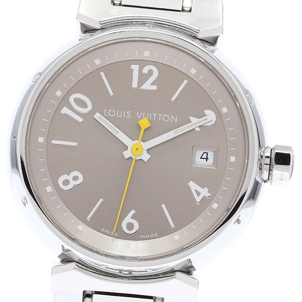 LOUIS VUITTON Tambour Q1212 Date beige Dial Quartz Ladies Watch_871987