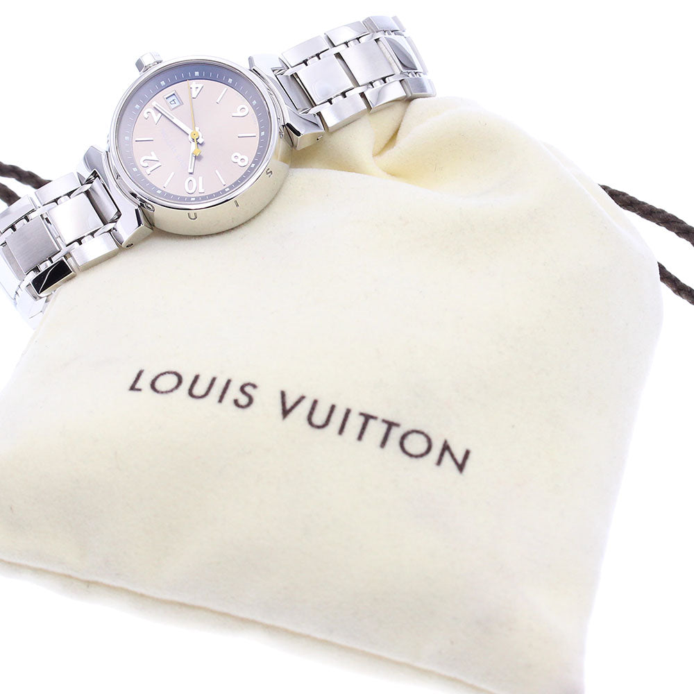 LOUIS VUITTON Tambour Q1212 Date beige Dial Quartz Ladies Watch_871987