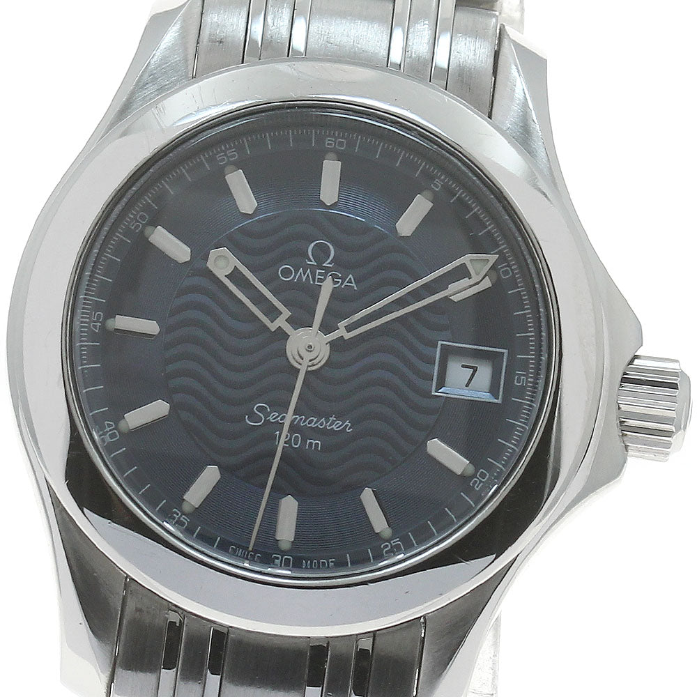 OMEGA Seamaster120 2571.81 Date Navy Dial Quartz Ladies Watch_871992
