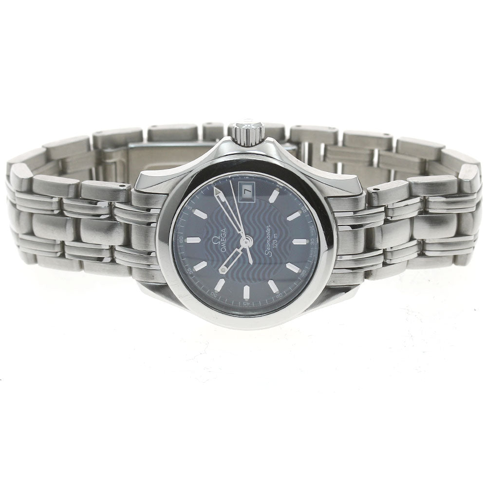 OMEGA Seamaster120 2571.81 Date Navy Dial Quartz Ladies Watch_871992