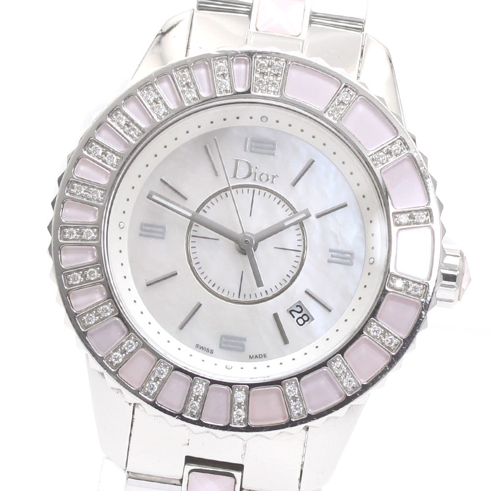 Dior Crystal CD113110 Diamond Bezel White shell Dial Quartz Ladies Watch_872023