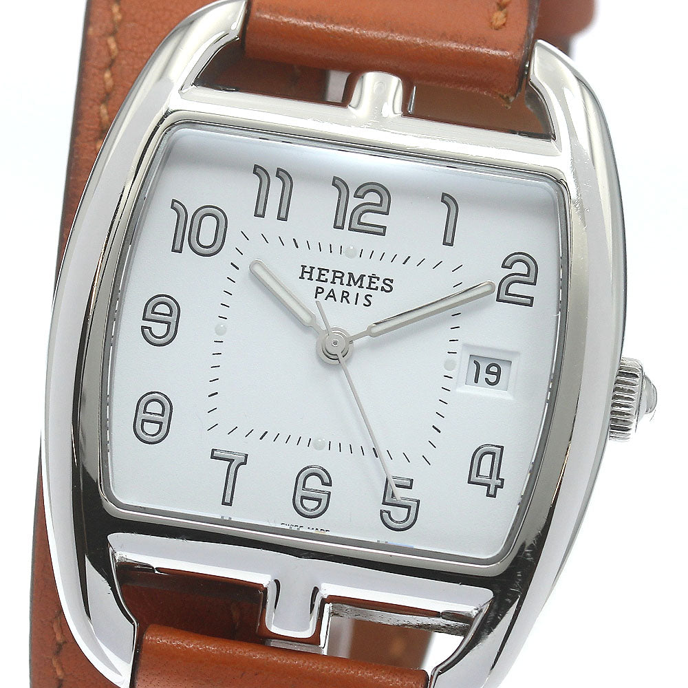 HERMES Cape Cod Tonneau CT1.710 Double Tour white Dial Quartz Men's Watch_872067