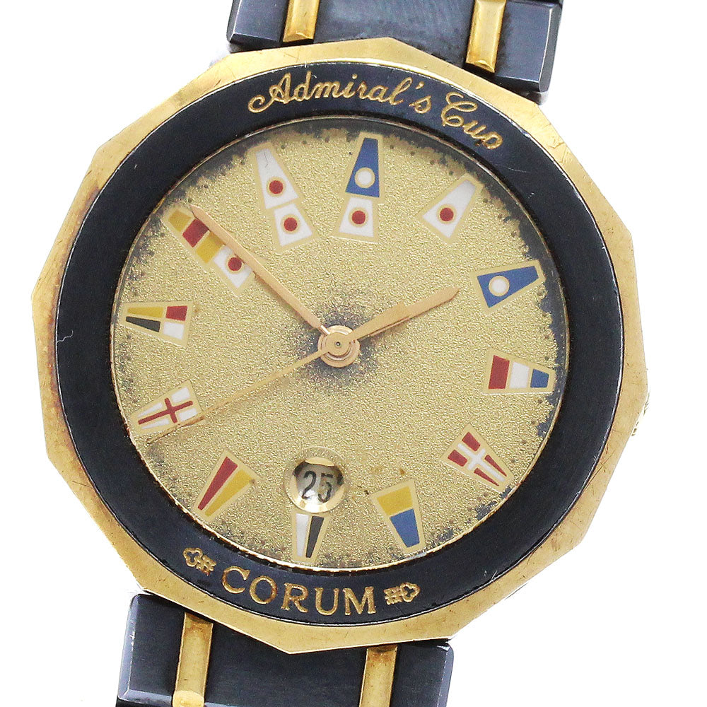 CORUM Admirals cup 99.710.31 V-52 Date gold Dial Quartz Boy's Watch_872286