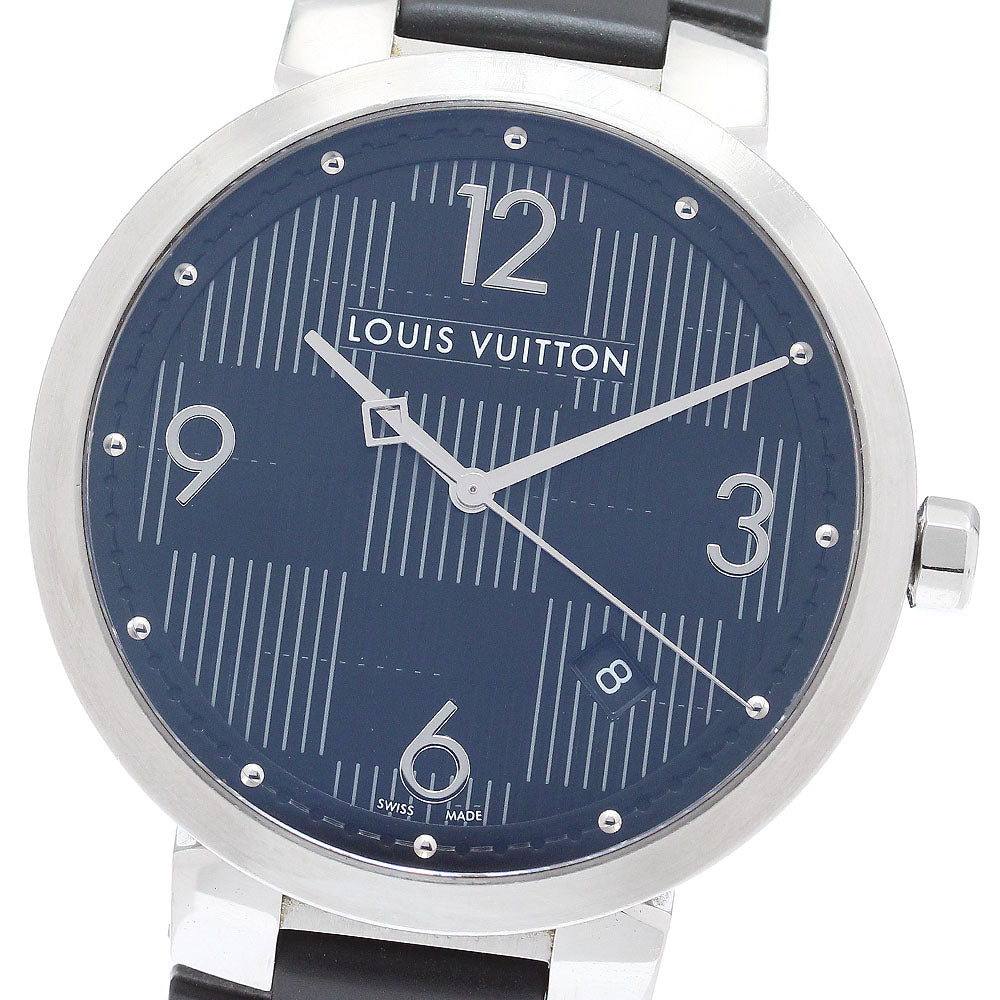 LOUIS VUITTON Tambour slim Q1D07 Damier Graffit Date Quartz Men's Watch_872411