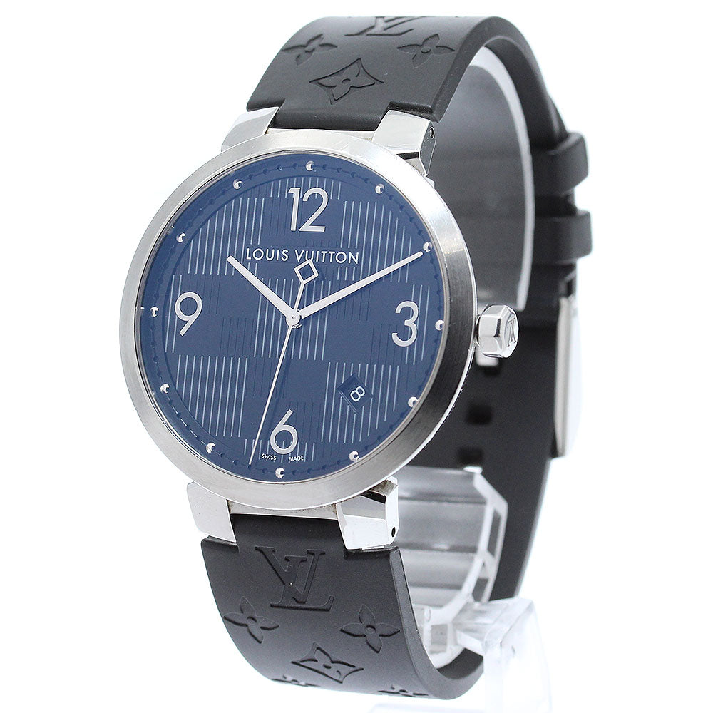 LOUIS VUITTON Tambour slim Q1D07 Damier Graffit Date Quartz Men's Watch_872411