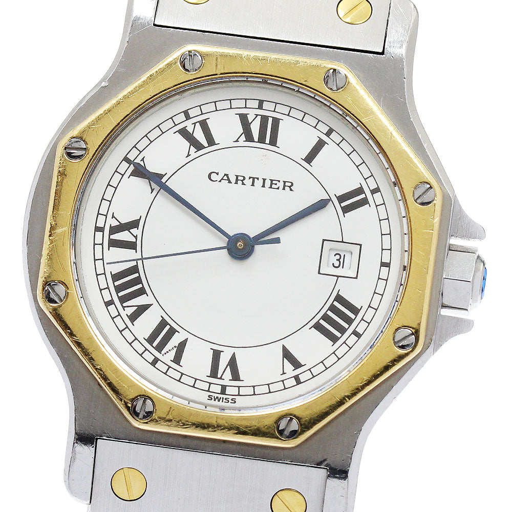 CARTIER Santos Octagon LM YG2 tone white Dial Automatic Men's Watch_872440