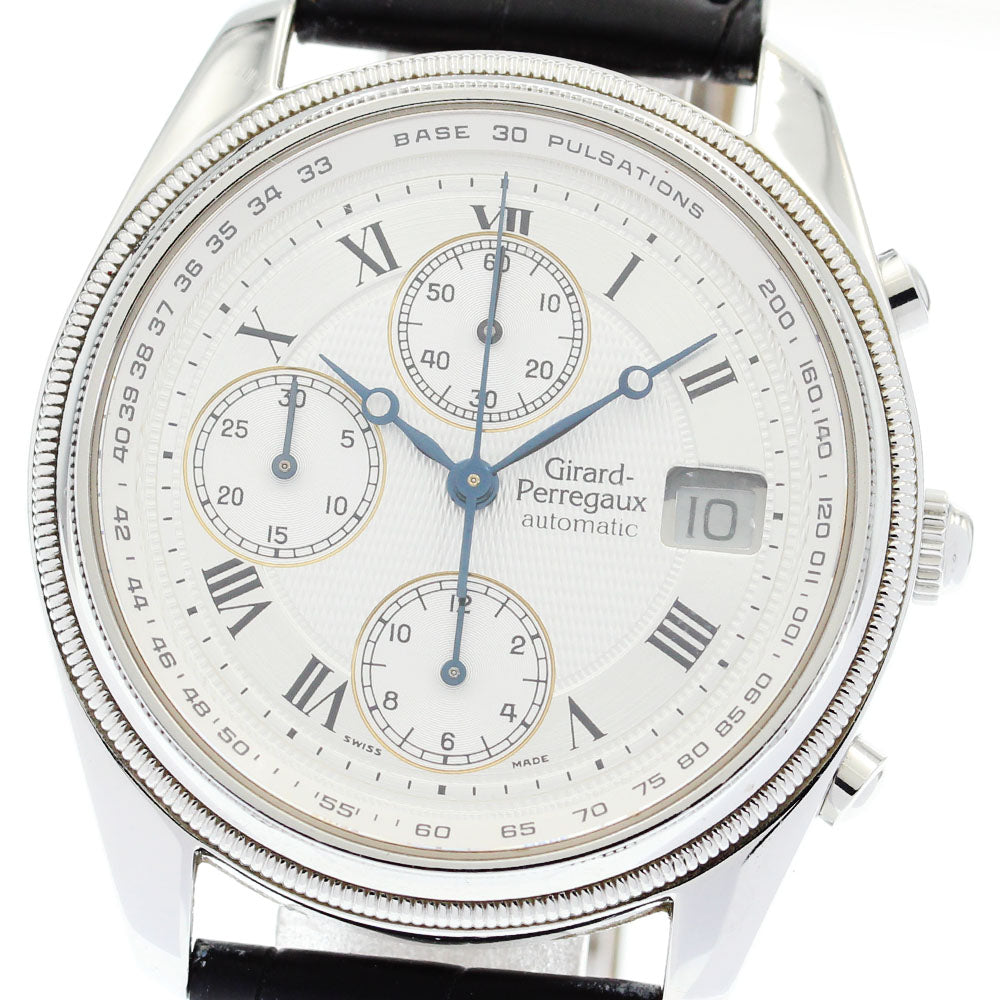 GIRARD PERREGAUX Gold Plated4900 4910 Chronograph Silver Dial Automatic Men's Watch_872452