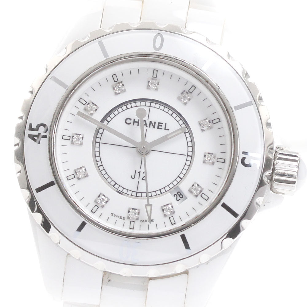 CHANEL J12 H1628 White ceramic 12P diamond white Dial Quartz Ladies Watch_872473