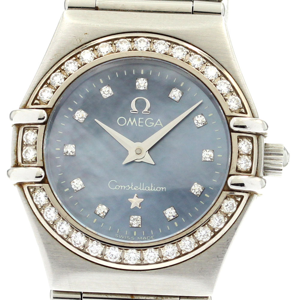 OMEGA Constellation 1466.86 Diamond Bezel 12P Diamond Blue shell Dial Quartz Ladies Watch_872484