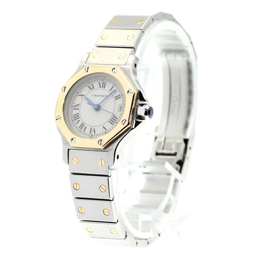 CARTIER Santos Octagon SM W2001683 YG2 tone date Quartz Ladies Watch_872535