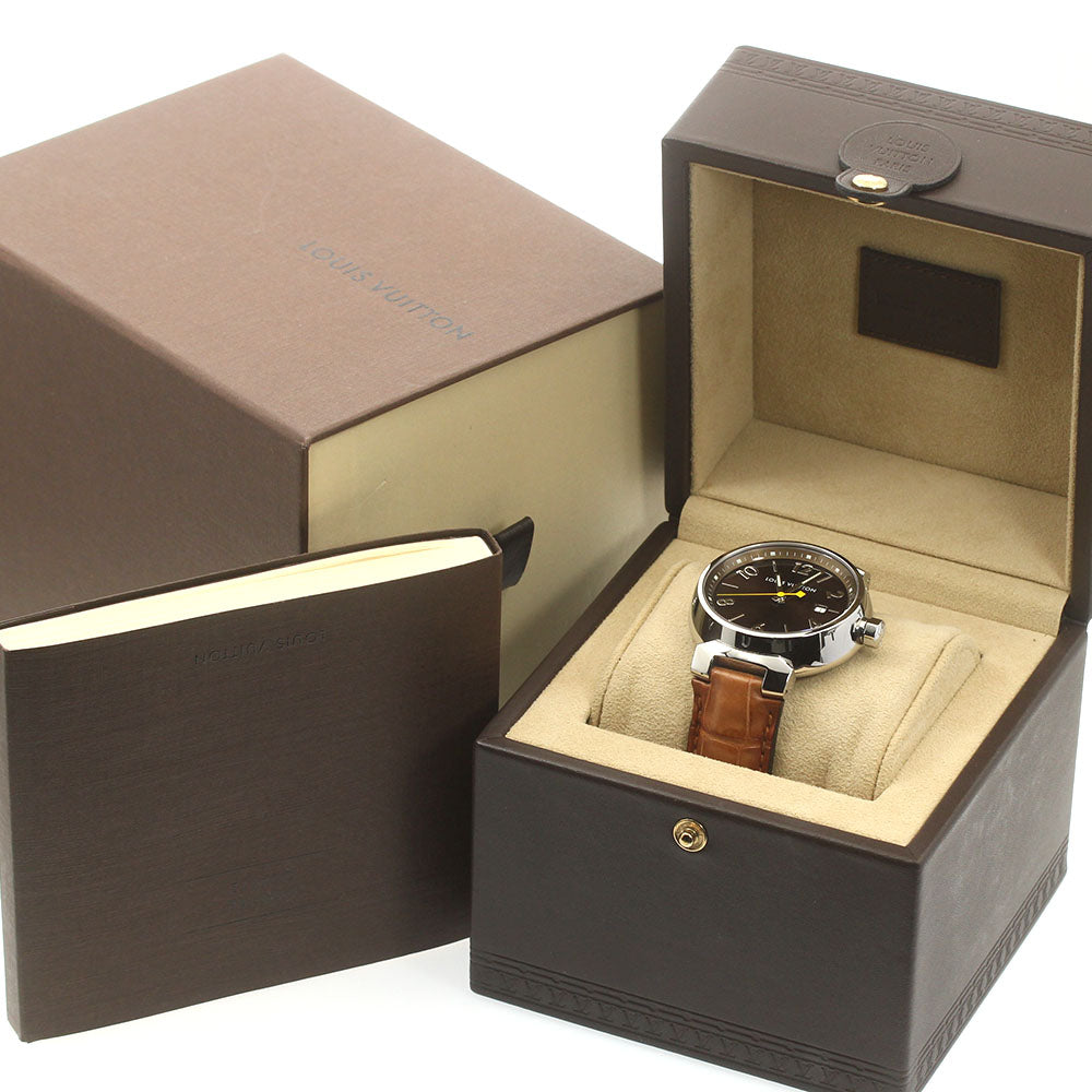 LOUIS VUITTON Tambour Q1111 Date Brown Dial Quartz Men's Watch_872727