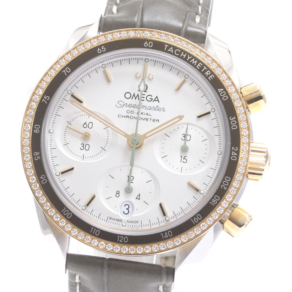OMEGA Speedmaster 38 324.28.38.50.02.001 Date chronograph diamond bezel Silver Dial Automatic Boy's Watch_872778