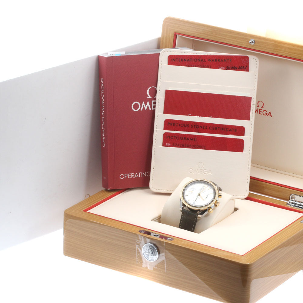 OMEGA Speedmaster 38 324.28.38.50.02.001 Date chronograph diamond bezel Silver Dial Automatic Boy's Watch_872778