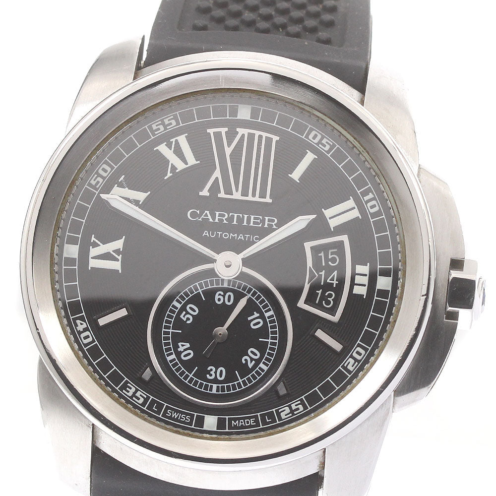 CARTIER Calibre de Cartier W7100014 Date Black Dial Automatic Men's Watch_872781