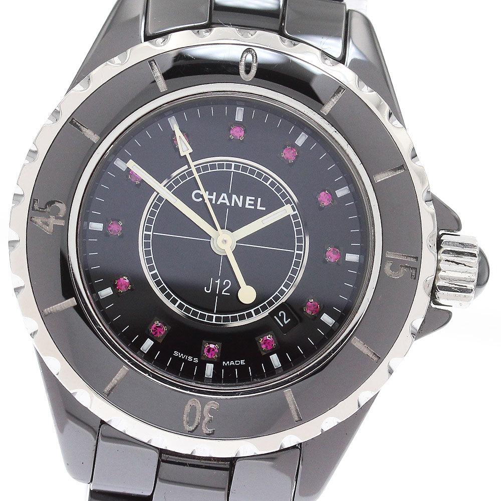CHANEL J12 H1634 Black ceramic 12P ruby black Dial Quartz Ladies Watch_872810