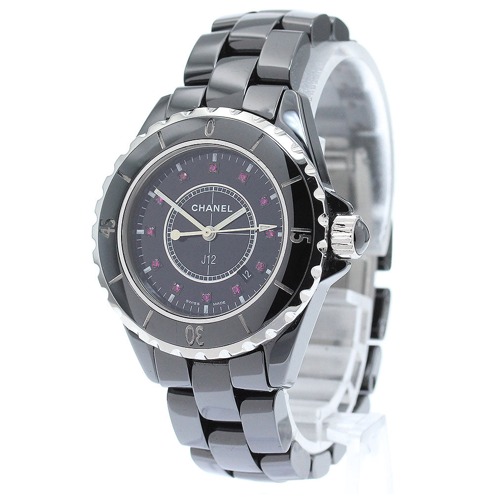 CHANEL J12 H1634 Black ceramic 12P ruby black Dial Quartz Ladies Watch_872810