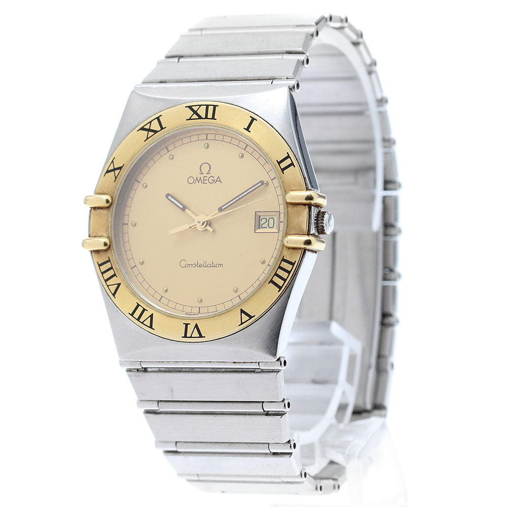 OMEGA Constellation Date YG bezel Gold Dial Quartz Men's Watch_872849