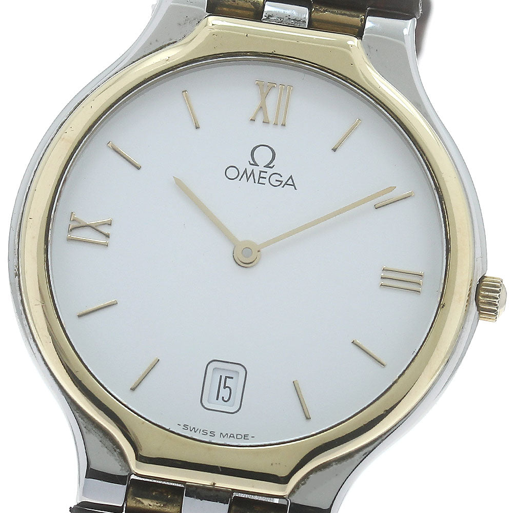 OMEGA De Ville YG bezel date white Dial Quartz Men's Watch_872861