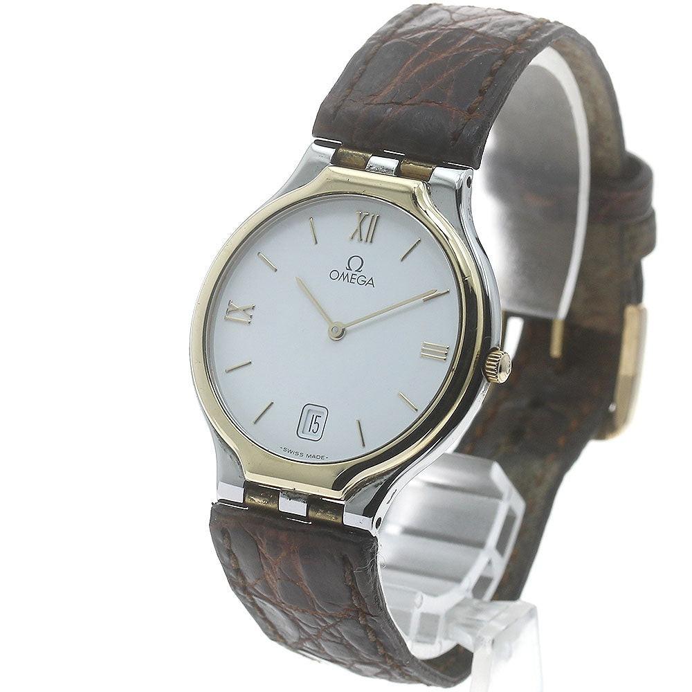 OMEGA De Ville YG bezel date white Dial Quartz Men's Watch_872861