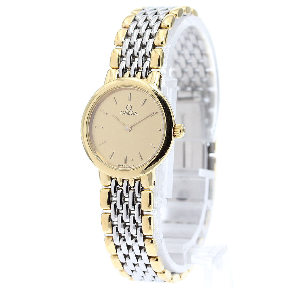 OMEGA De Ville Prestige Date gold Dial Quartz Ladies Watch_872864