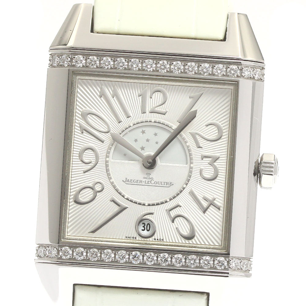 JAEGER-LECOULTRE Reverso Squadra Duetto Diamond 235.8.76/Q7058430 AMPM Silver / Black Dial Automatic Ladies Watch_872906