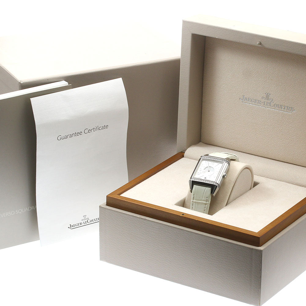 JAEGER-LECOULTRE Reverso Squadra Duetto Diamond 235.8.76/Q7058430 AMPM Silver / Black Dial Automatic Ladies Watch_872906