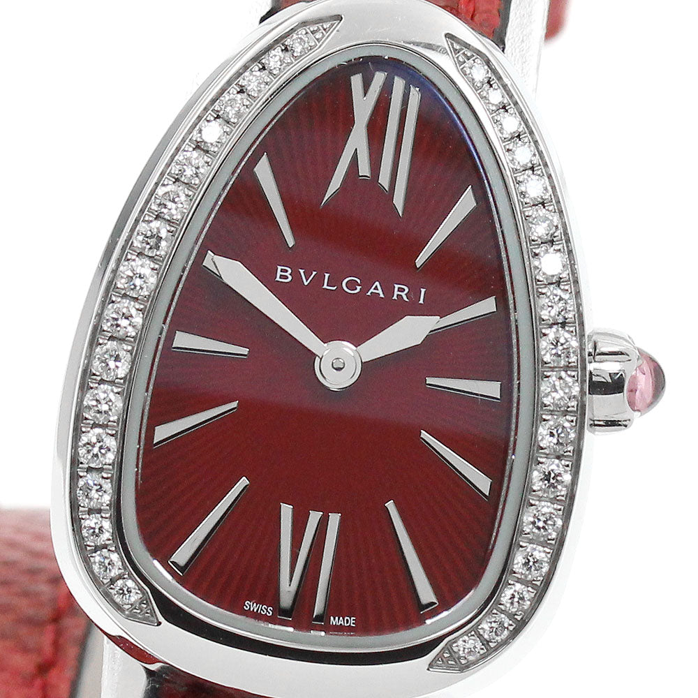 BVLGARI Serpenti SPS27C9SDL Diamond Bezel Red Dial Quartz Ladies Watch_872935