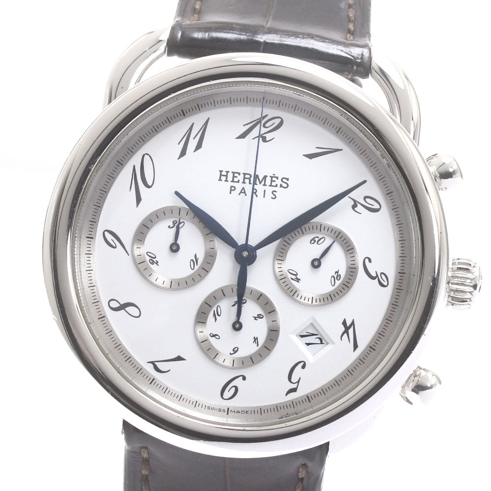 HERMES Arceau AR4.910 Chronograph white Dial Automatic Men's Watch_872977