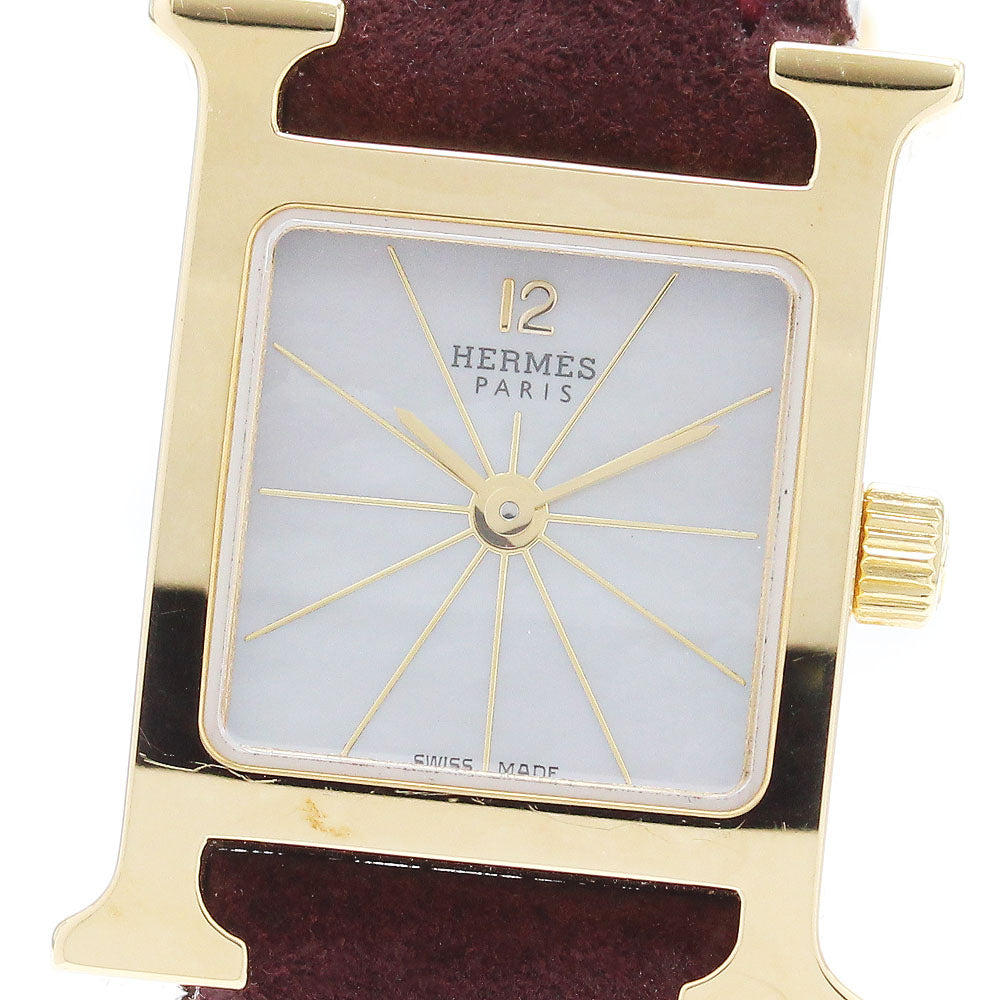 HERMES H watch mini HH1.185 K18YG Shell Dial White shell Dial Quartz Ladies Watch_873028