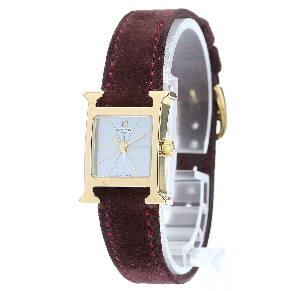 HERMES H watch mini HH1.185 K18YG Shell Dial White shell Dial Quartz Ladies Watch_873028