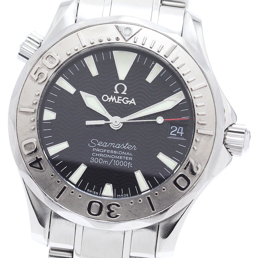OMEGA Seamaster300 2236.50 WG bezel date black Dial Automatic Boy's Watch_873067