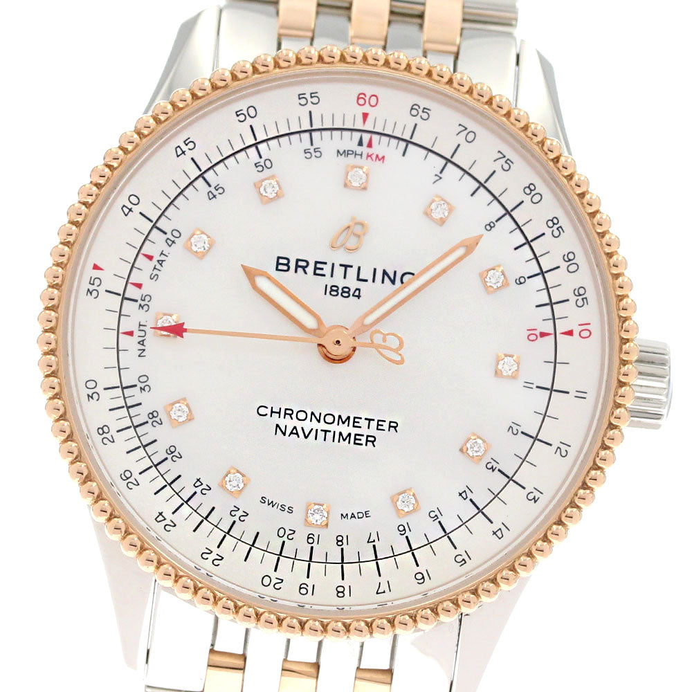 BREITLING Navitimer Automatic 35 U17395 12P diamond White shell Dial Automatic Boy's Watch_873072