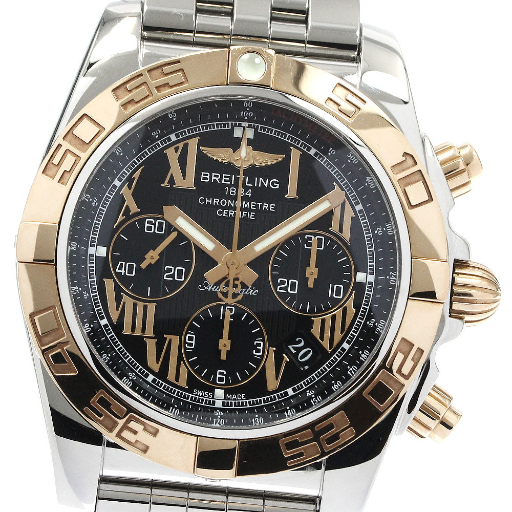 BREITLING Chronomat44 CB0110 K18PG2 tone black Dial Automatic Men's Watch_873074