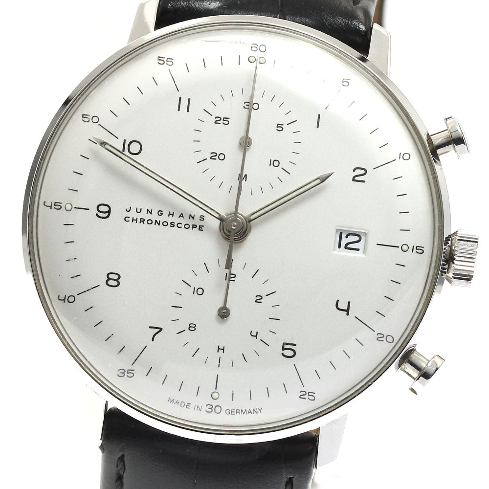 JUNGHANS Max Bill Chronoscope 027/4800.00 Date Silver Dial Automatic Men's Watch_873116