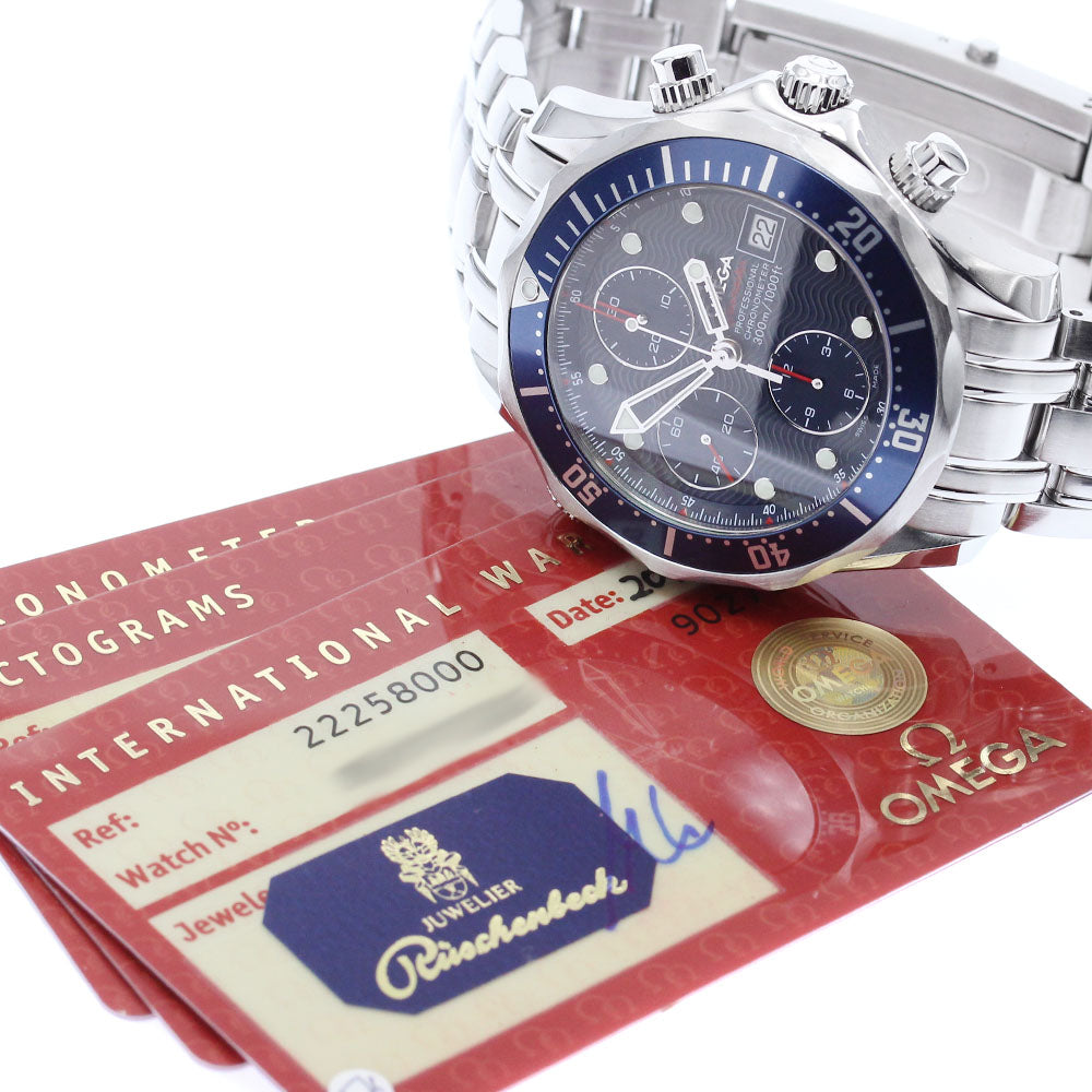 OMEGA Seamaster300 2225.80 Chronograph Date Navy Dial Automatic Men's_873234