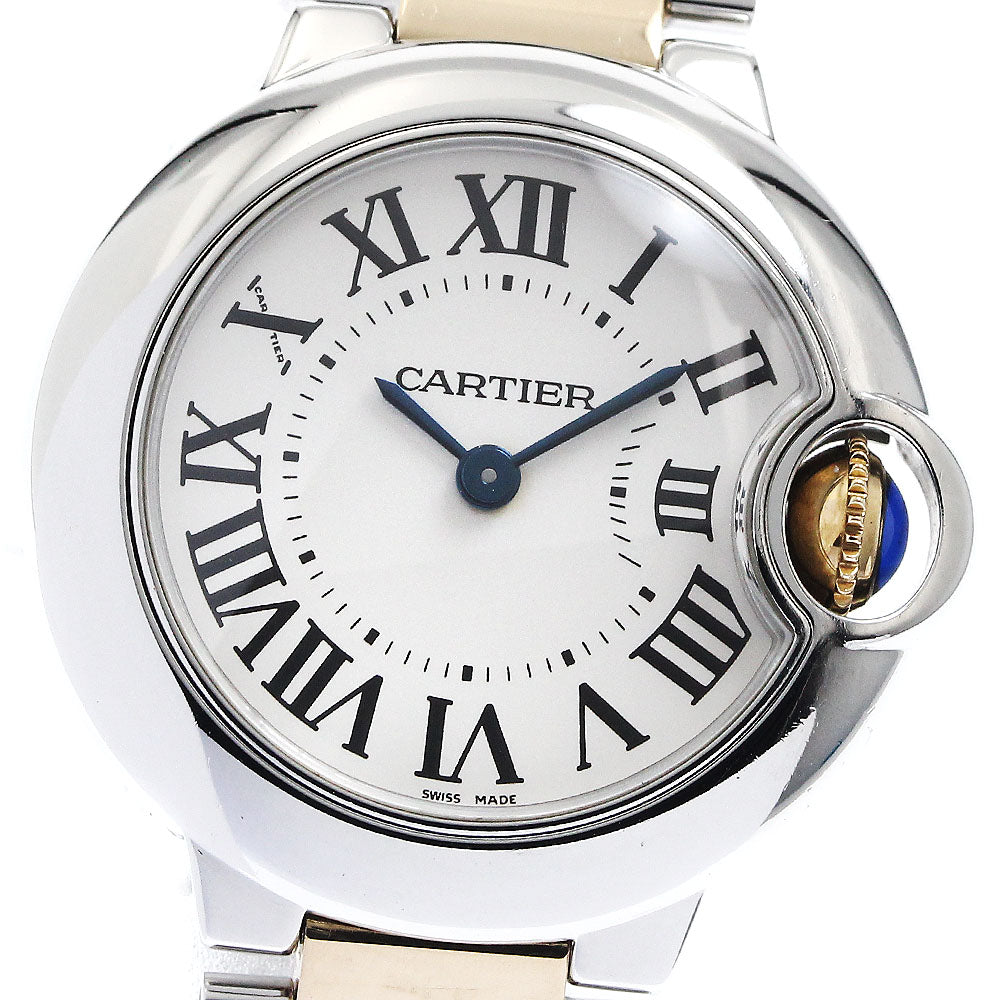 CARTIER Baron bleu SM W69007Z3 YG 2 tone Silver Dial Quartz Ladies Watch_873265