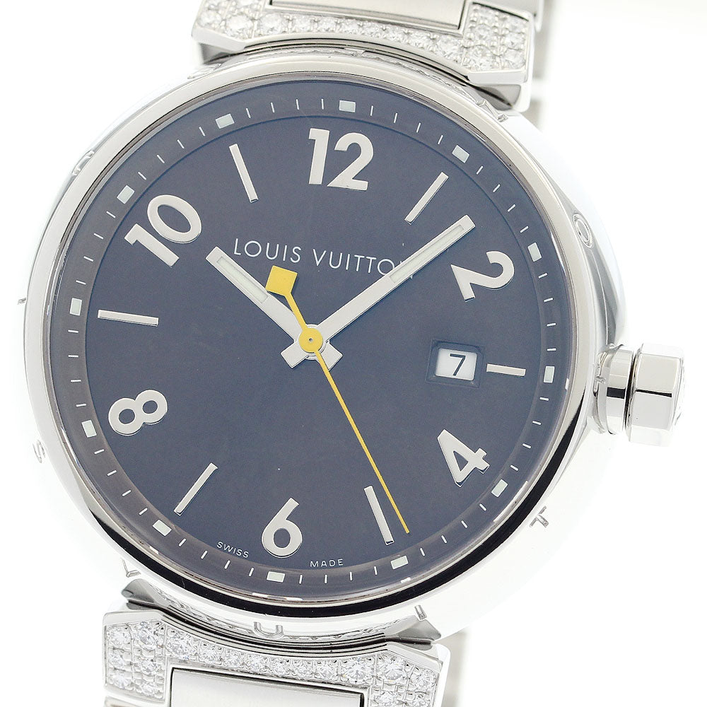 LOUIS VUITTON Tambour Q111G Date Rag Diamond Brown Dial Quartz Men's_873310