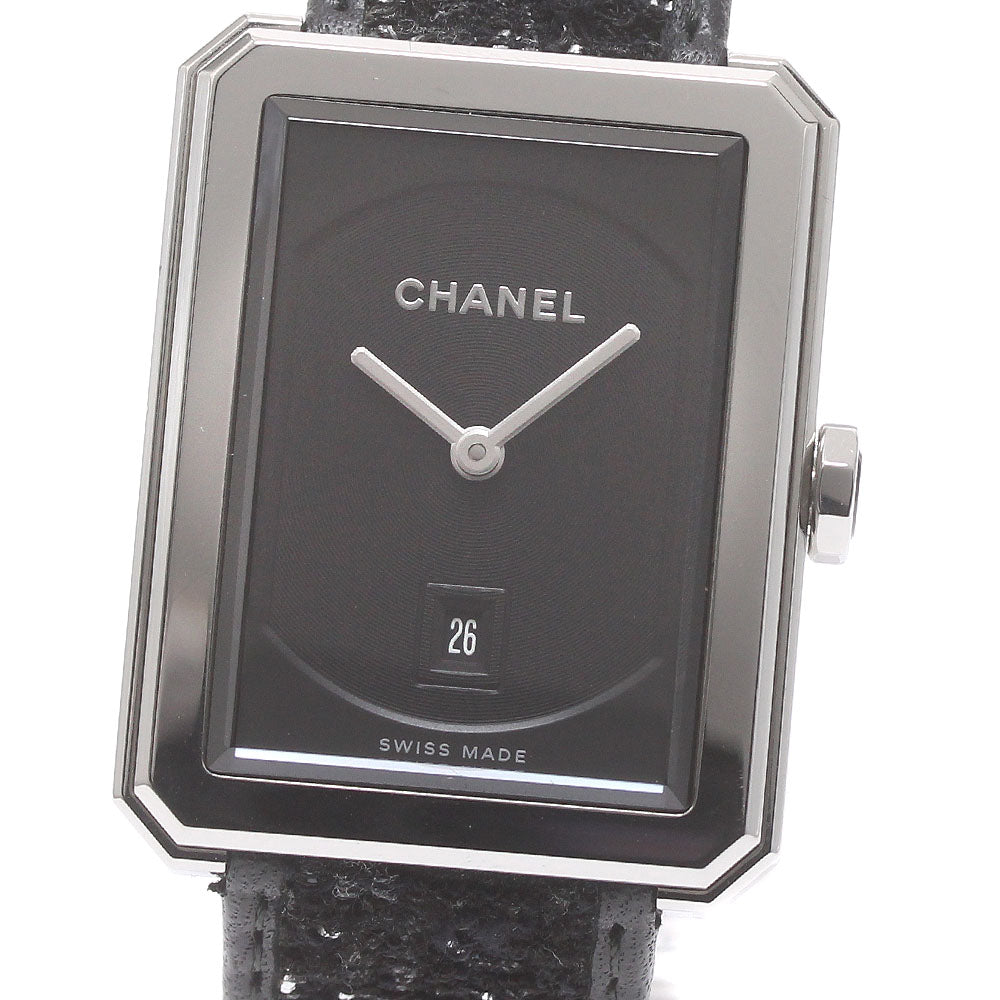 CHANEL boyfriend tweedy strap Ｈ5503 Date black Dial Quartz Ladies Watch_873318