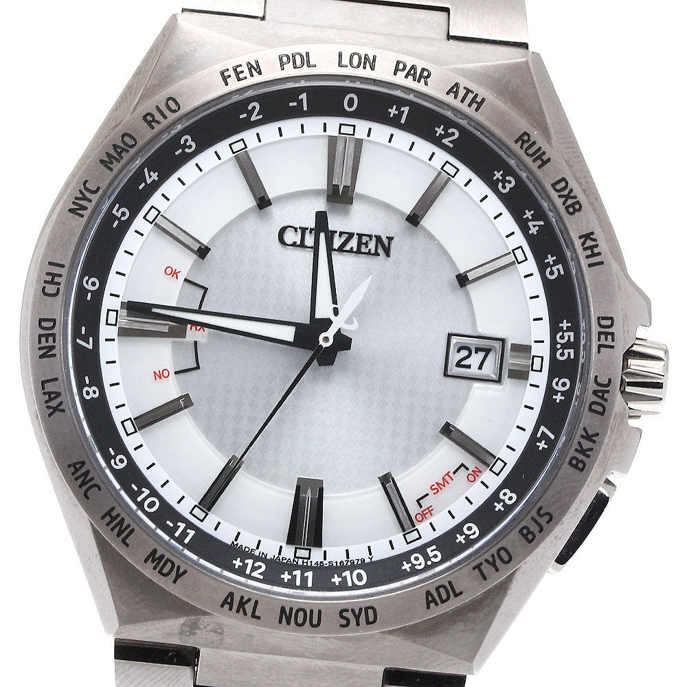 CITIZEN ATESA ACTRAI CB0210-54A Silver Dial Solar Powered Radio Men's_873331
