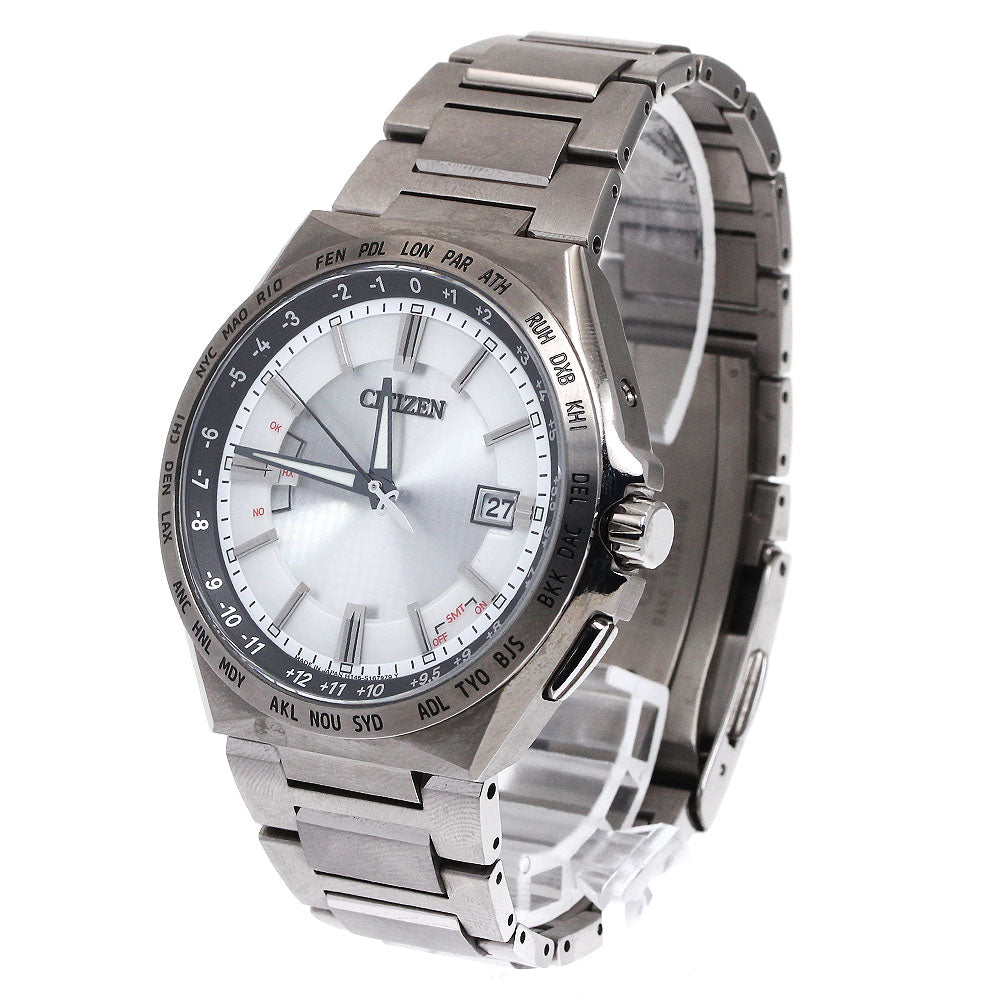 CITIZEN ATESA ACTRAI CB0210-54A Silver Dial Solar Powered Radio Men's_873331