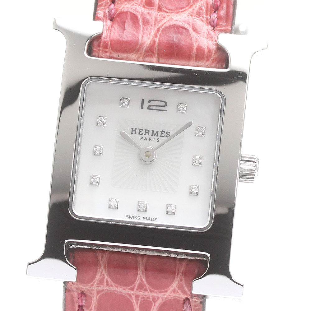 HERMES H watch HH1.210 Shell dial 11P diamond White shell Dial Quartz Ladies Watch_873357