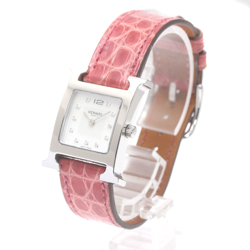 HERMES H watch HH1.210 Shell dial 11P diamond White shell Dial Quartz Ladies Watch_873357
