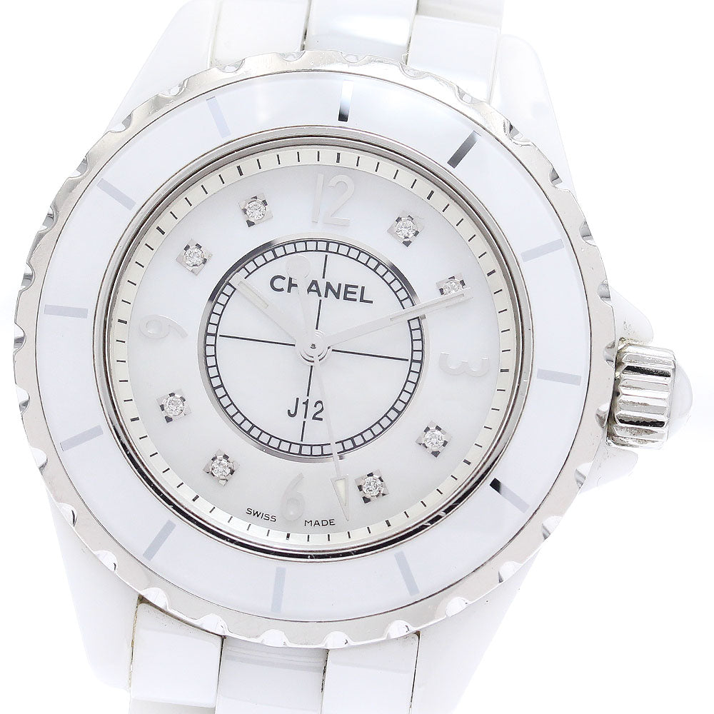 CHANEL J12 33mm H2422 White ceramic 8P diamond White shell Dial Quartz Ladies Watch_874008