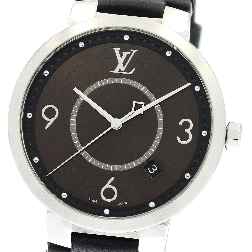 LOUIS VUITTON Tambour Slim Monogram QA005 Brown Dial Quartz Men's Watch_874024