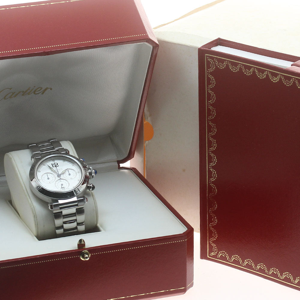 CARTIER Pasha 38mm W31030H3 Chronograph Silver Dial Automatic Men's Watch_874145