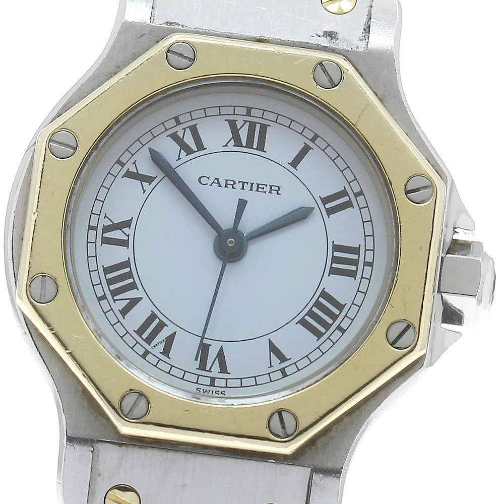 CARTIER Santos Octagon SM YG2 tone White Dial Automatic Ladies Watch_874149