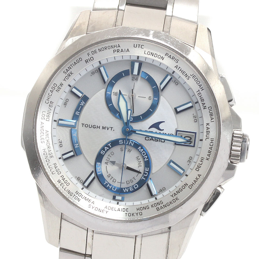 CASIO Oceanus Manta OCW-S2000PW-7AJF Day date Silver / white shell Dial Solar Powered Radio Men's Watch_874158