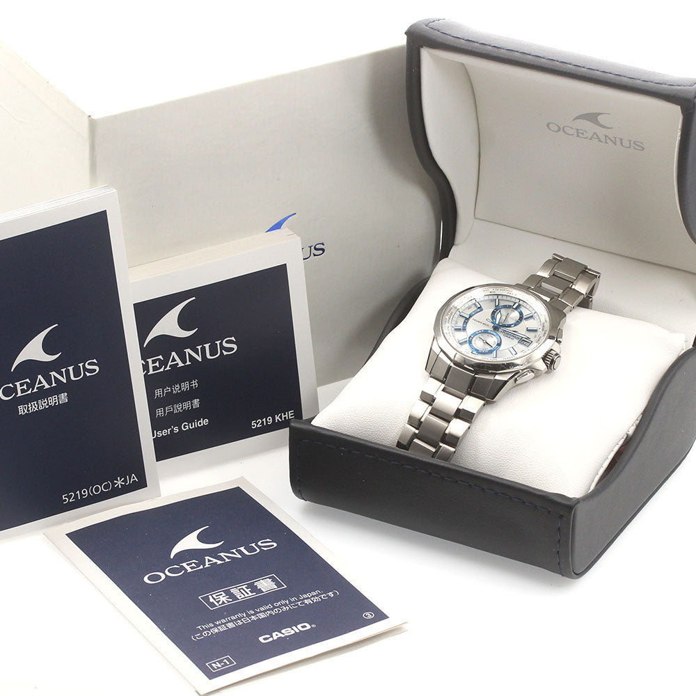 CASIO Oceanus Manta OCW-S2000PW-7AJF Day date Silver / white shell Dial Solar Powered Radio Men's Watch_874158