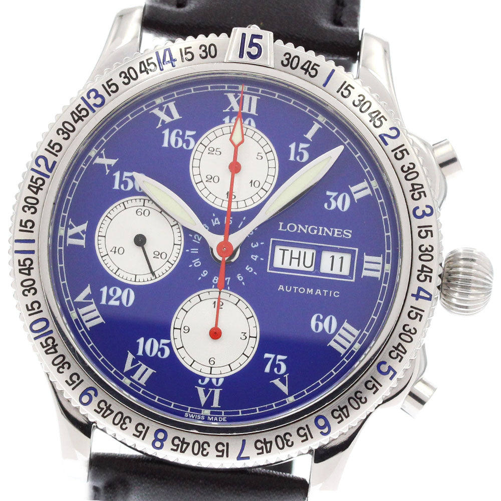LONGINES Lindbergh L2.618.4 Day-Date Chronograph blue Dial Auto Men's_874179